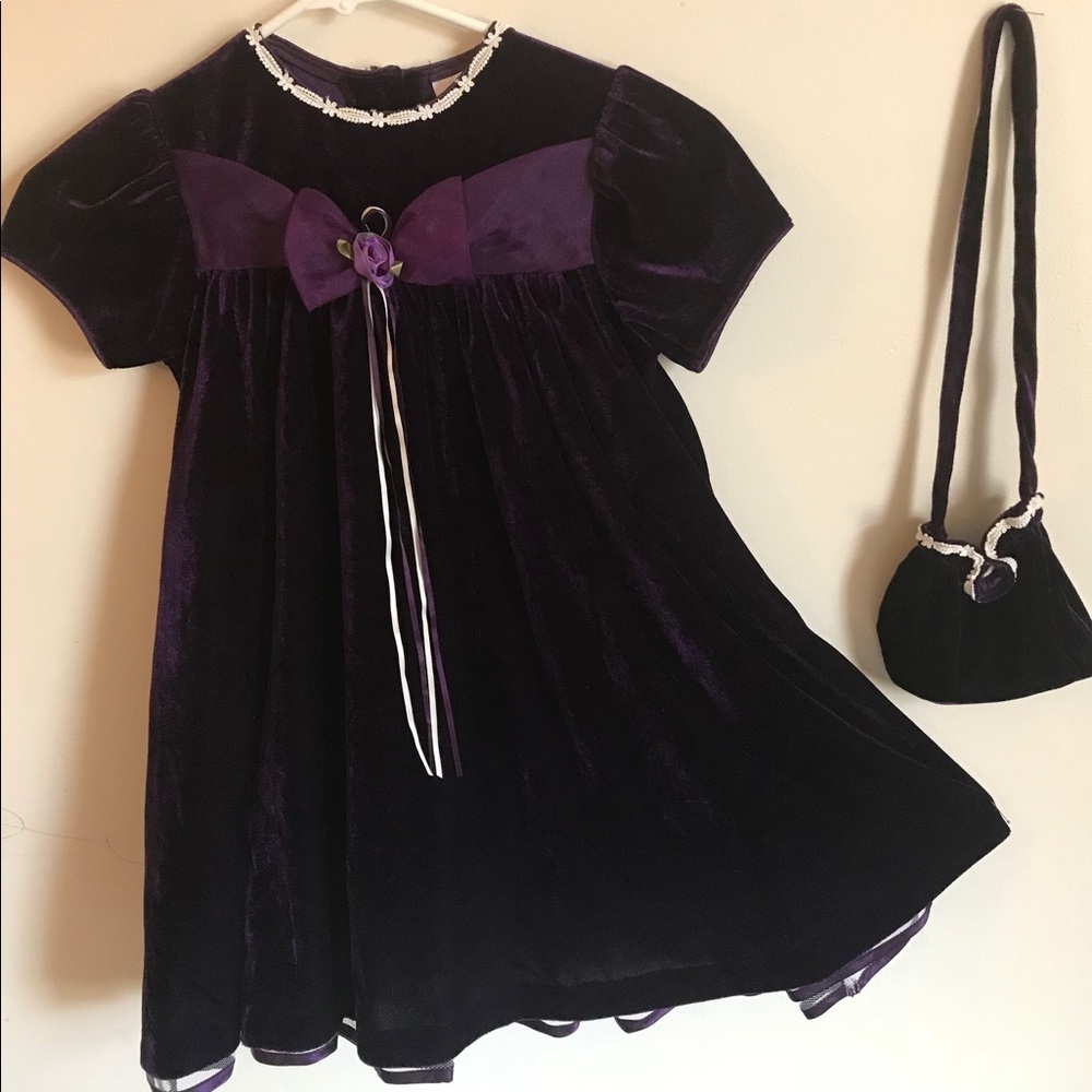 Rare Vintage 1970’s Velvet dress with purse